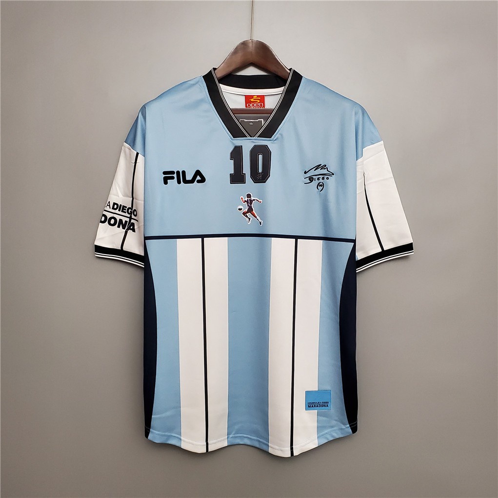 【復古活動】2001 年阿根廷馬拉多納 #10 紀念版復古足球球衣足球
