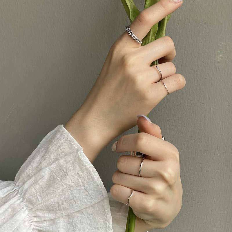 簡約設計 7 件/多件甜美酷女孩金屬戒指套裝手指戒指關節戒指時尚首飾配件