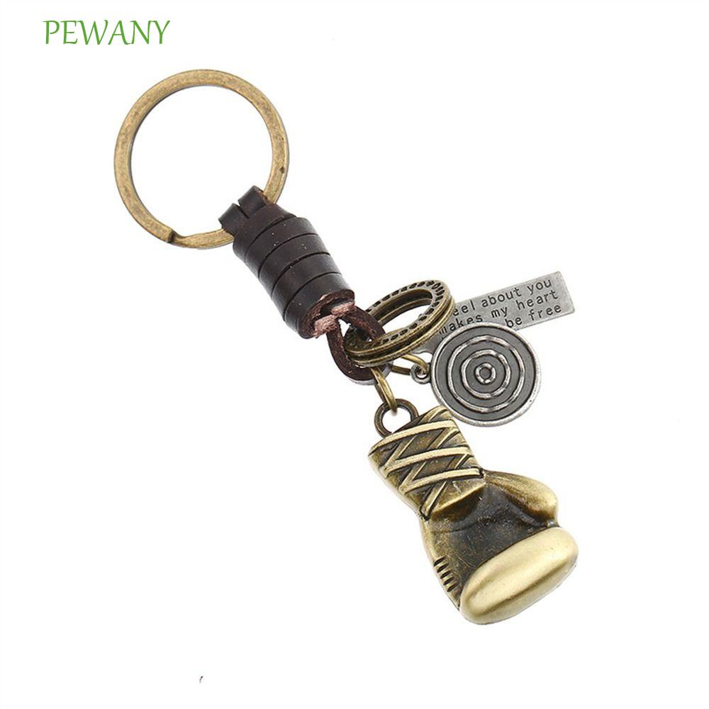 PEWANY拳擊手套鑰匙扣皮革3D金屬包吊墜背包吊墜內部配件男士包包魅力禮品紀念品