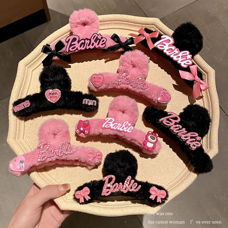 Barbie style plush bow grab clip girl's back spoon芭比風毛絨蝴蝶結抓夾