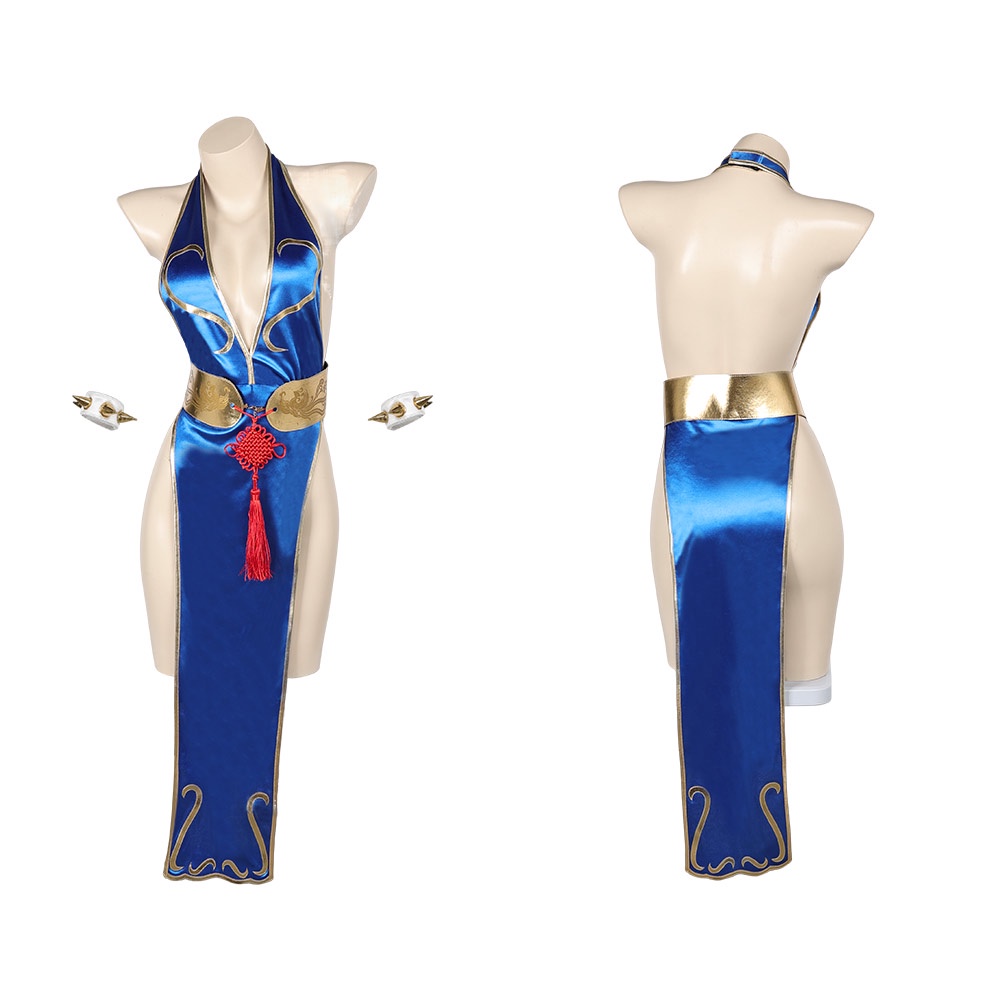 春麗旗袍cosplay服裝套裝萬聖節嘉年華套裝