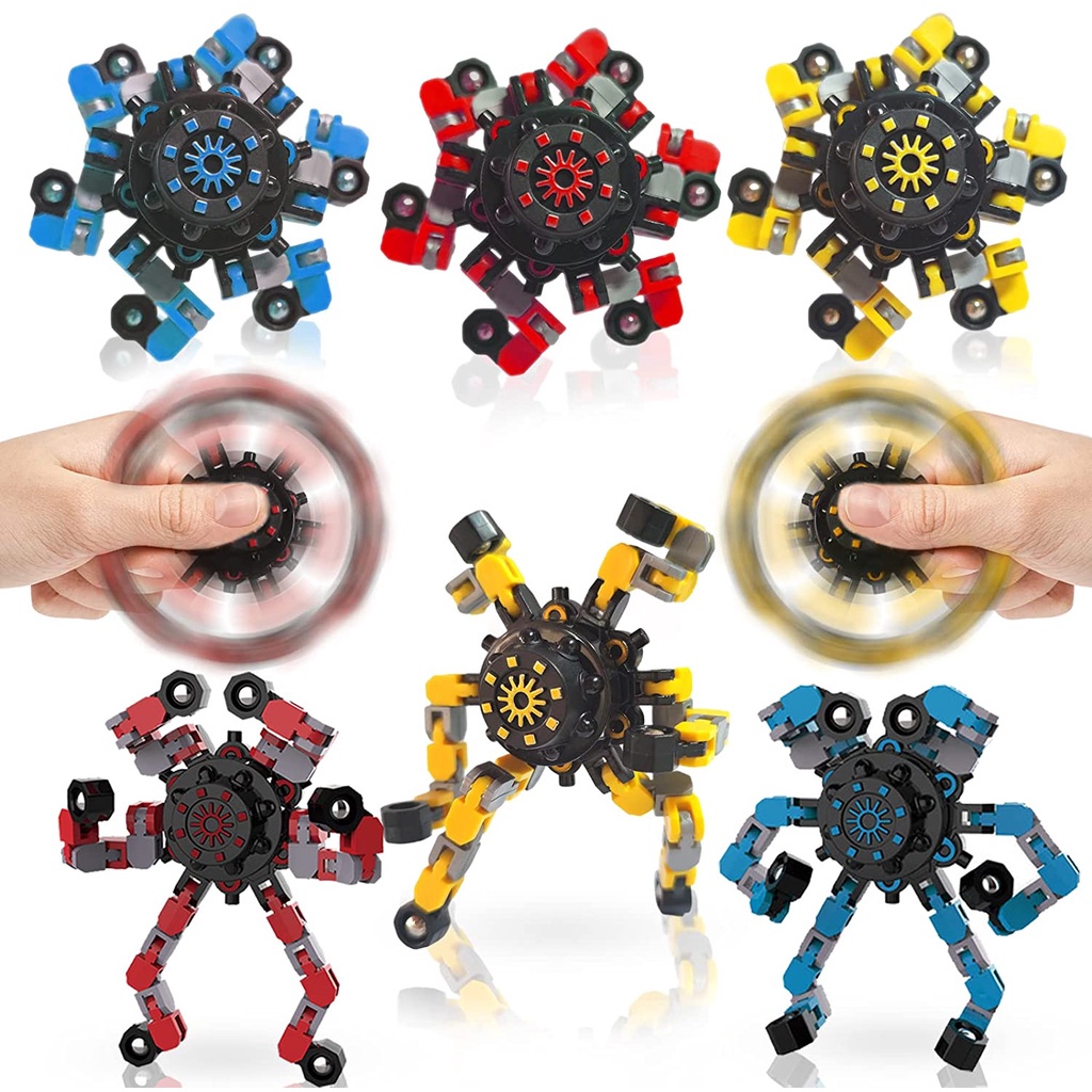 4 件裝指尖陀螺,DIY 可變形機器人指尖玩具,減壓陀螺