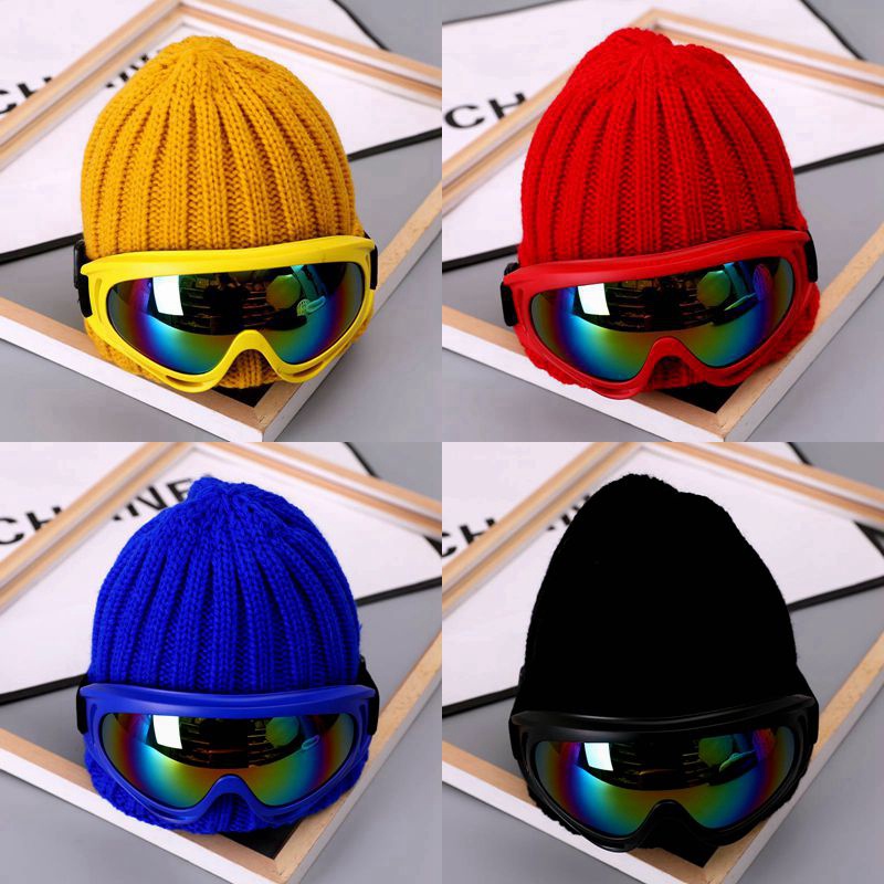 【現貨】滑雪帽 兒童滑雪帽 兒童帽子秋冬季男童女童飛行員眼鏡帽潮刷毛針織帽保暖寶寶滑雪帽