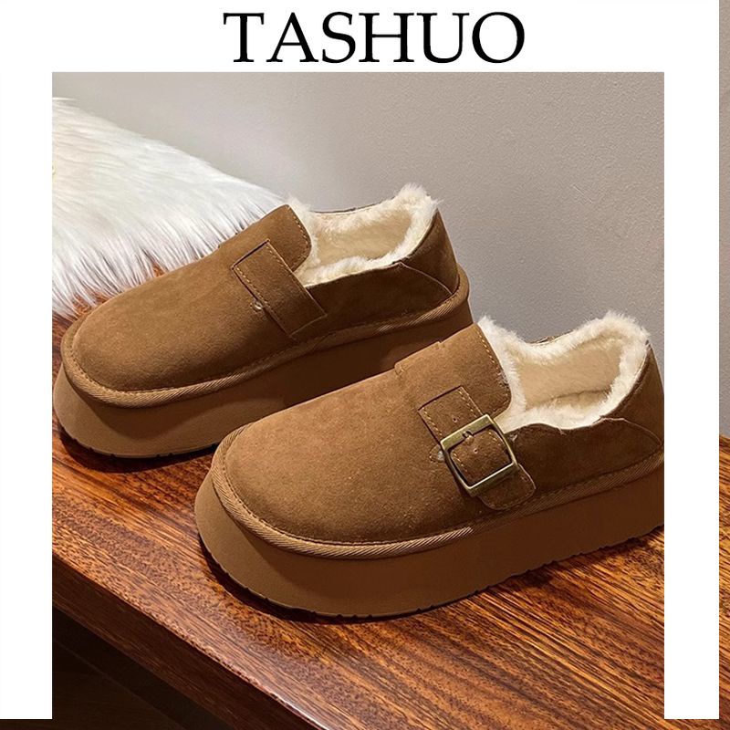 TASHUO  2024新款爆款冬季豆豆鞋刷毛加厚雪地靴女保暖棉鞋防滑厚底勃肯鞋