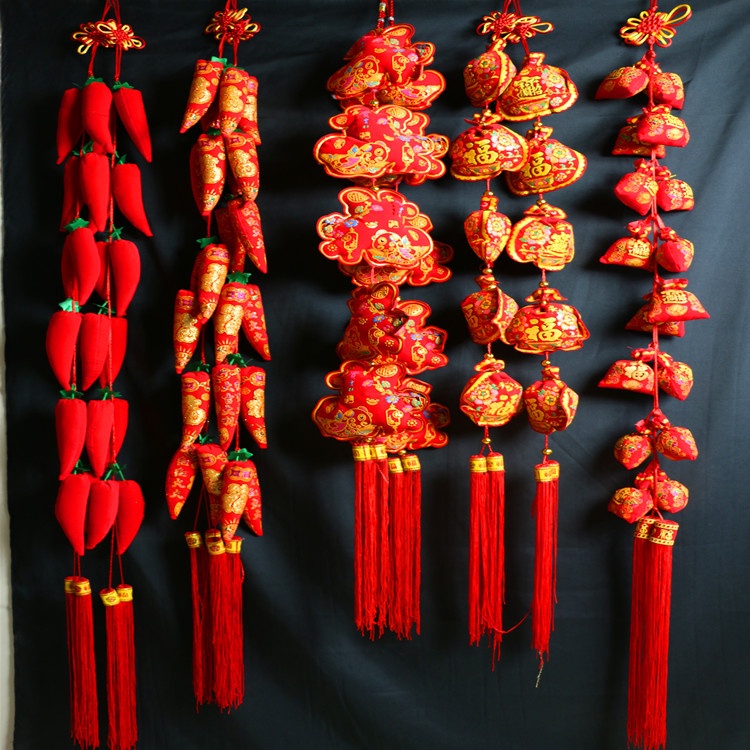 新年用品裝飾佈置紅火辣椒串春節吊飾 義烏年貨