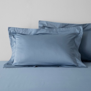 【HOLA】托斯卡素色純棉歐式枕套2入迷霧藍