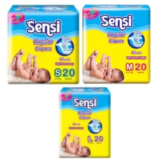 Sensi 常規紙尿褲紙尿褲 S20 M20 L20 Sensi 一次性粘性嬰兒紙尿褲尺寸 S M L