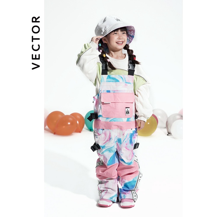 【新品】滑雪褲 滑雪褲子 VECTOR兒童滑雪服套裝男童雙板滑雪褲女童單板防水保暖揹帶褲韓版