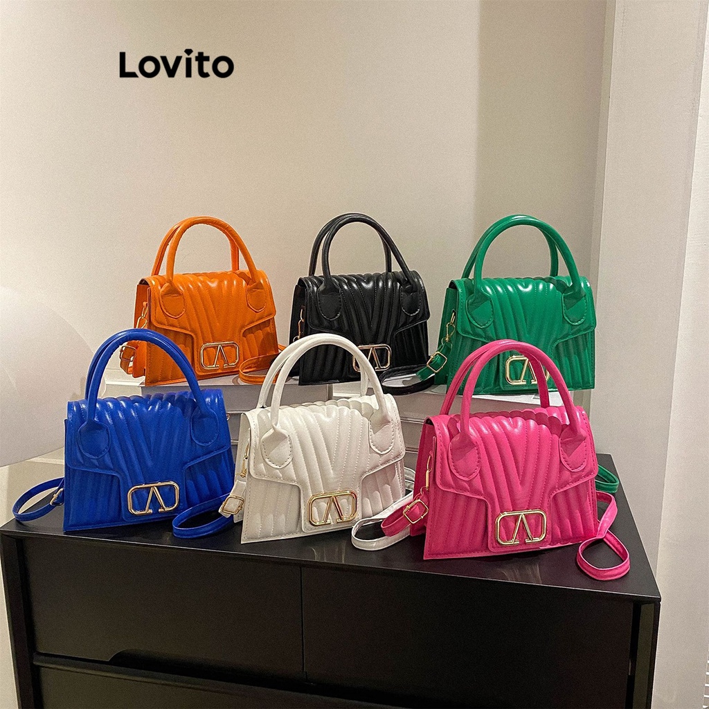 Lovito 女士休閒素色基本款小號單肩包 LFA04020 (白色/藍色/黑色)
