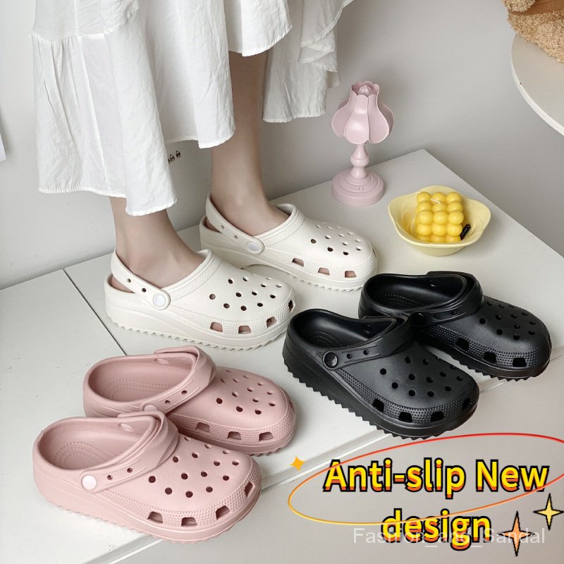 4 厘米 Crocs 女式花園鞋厚底涼鞋時尚沙灘白色拖鞋韓式