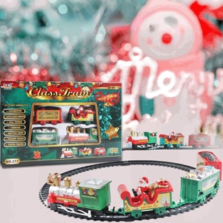 拼裝聖誕系列電動軌道火車模型套裝兒童玩具裝飾燈節日不含電池