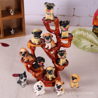 12名犬仿真小狗狗模型書桌擺件，樹脂動物桌面飾品，創意工藝品生日禮物