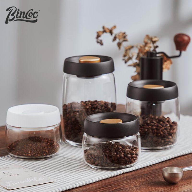 開發票Bincoo抽真空高硼矽密封罐咖啡罐咖啡豆密封罐咖啡粉保存罐儲物罐儲存罐