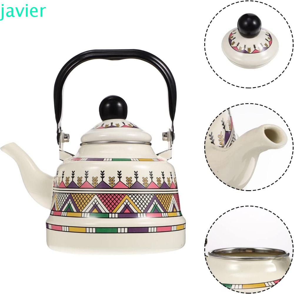 JAVI1ER水壺,搪瓷2.5升搪瓷茶壺,精緻歐式風格手工製作不要吹口哨茶壺戶外
