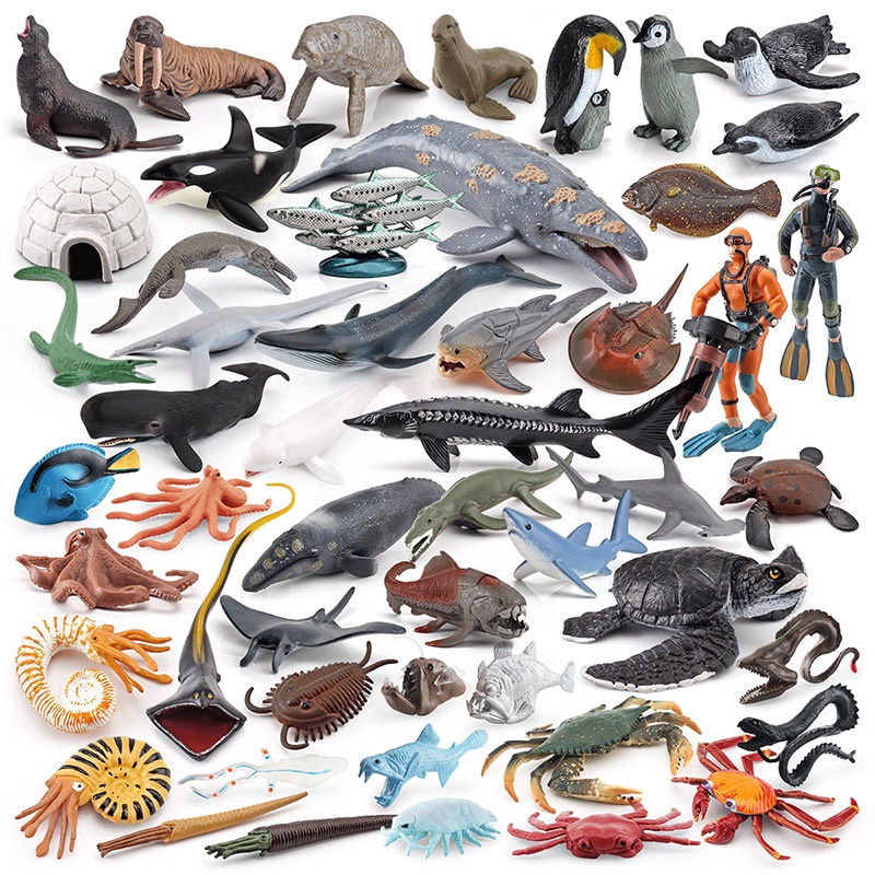 ❤生廠商❤❤仿真鯨鯊虎鯊藍鯨海洋生物模型深海史前遠古鄧氏魚三葉蟲動物模型科學啟蒙認知玩具模型 兒童愛好收藏 公仔手辦批發