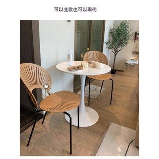 -上喜精選- 免運 圓桌 桌子 茶几 邊幾 簡約鬱金香造型 白色休閒洽談桌 咖啡餐桌 北歐陽臺桌椅洽談臺