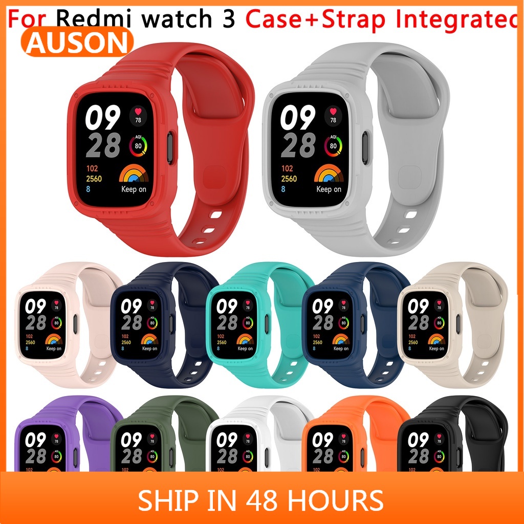 AUSON適用於紅米Watch 3 矽膠錶帶 小米紅米Redmi Watch3 智能手錶一體錶帶
