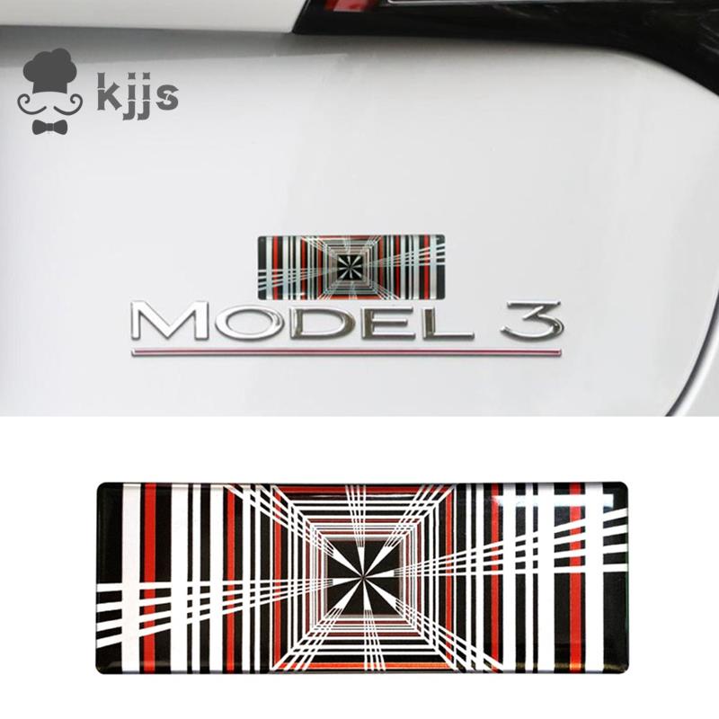 1 件裝汽車格子貼紙零件配件適用於特斯拉 Model 3 Y S X 配件汽車標誌徽章標誌貼花內飾配件
