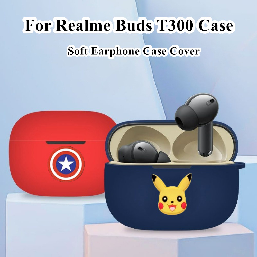【潮流正面】適用於Realme Buds T300 保護套簡約卡通系列軟矽膠耳機套保護套