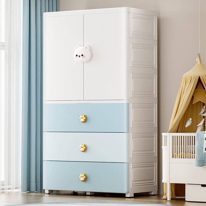 加厚兒童衣櫃雙開門寶寶衣服收納櫃嬰兒簡易小衣櫥家用塑膠儲物櫃