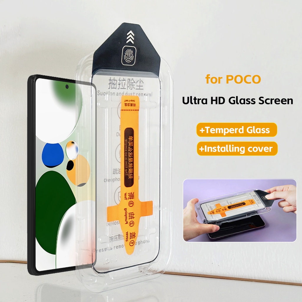 全新 8k 鋼化玻璃適用於 Poco X5 pro F4 F3 X4 GT M4 pro 5G 玻璃無塵安裝屏幕保護膜