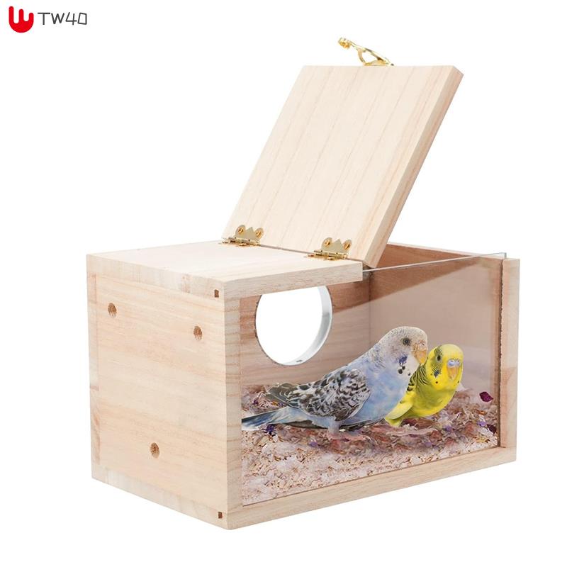 1 件長尾小鸚鵡築巢箱透明鳥屋籠木質繁殖箱鸚鵡鸚鵡鸚鵡愛情鳥