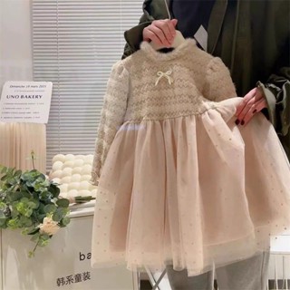 免運❥萌娃女童禮服 兒童禮服 高階網紗蕾絲公主裙 女童長袖洋裝 女童洋裝 花童禮服 生日禮服 加絨連衣裙