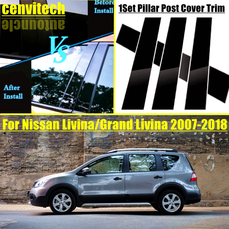 NISSAN 日產 Livina Grand Livina 2007-2018 光面黑色車門窗中柱 B C 柱貼貼紙裝飾