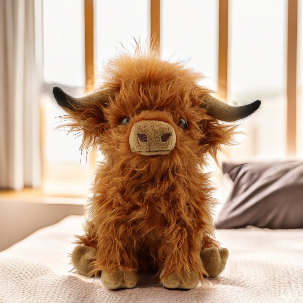 QUO6 跨境新品網紅Highland Cow蘇格蘭高地牛毛絨玩具 長毛牛公仔