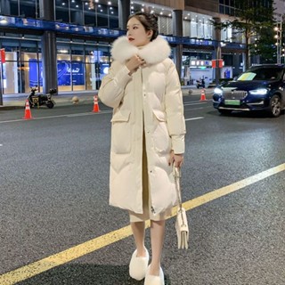 hello！大小姐 女裝 洋裝 外套 上衣 羽絨服中長款韓版時尚百搭寬鬆加厚大毛領白鴨絨網紅款外套