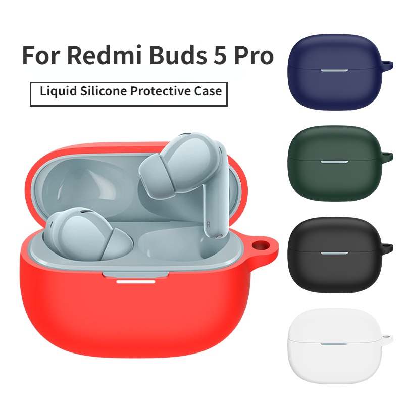 適用於 Redmi Buds 5 Pro 保護套保護套純色矽膠耳機防震保護套