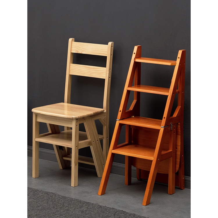 🔥免運熱銷🔥實木梯椅家用梯子椅子摺疊兩用梯凳室內登高踏板樓梯多功能