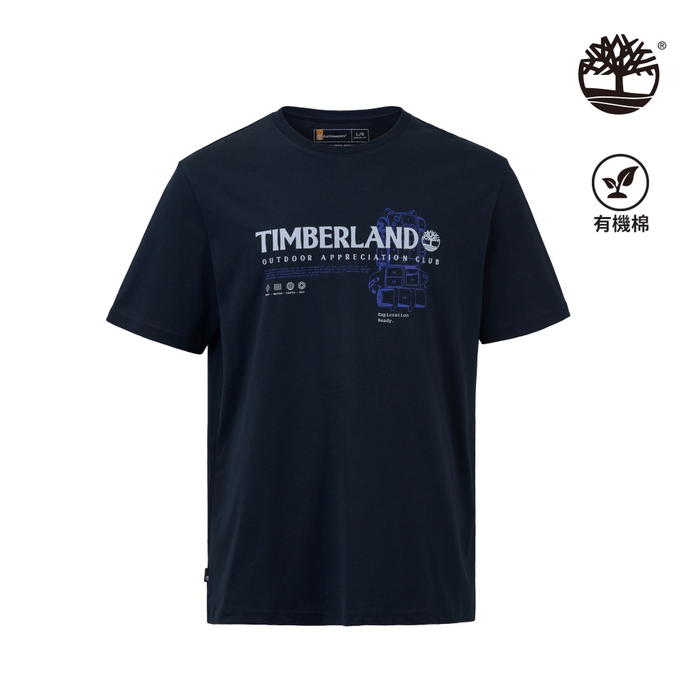 Timberland 男款深寶石藍有機棉圖案短袖T恤|A2NW7433