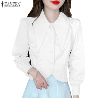 Zanzea 女式韓版純色九分袖翻領襯衫