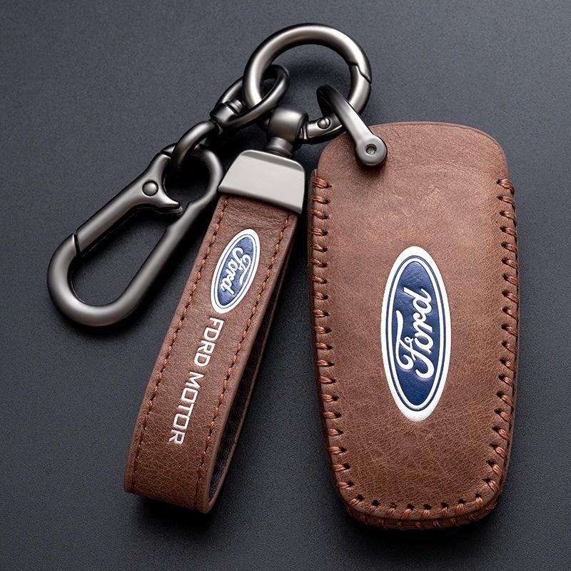 真皮智能折疊翻蓋汽車鑰匙套外殼鑰匙扣適用於福特 Ranger Wildtrak Ecosport Focus Fiest