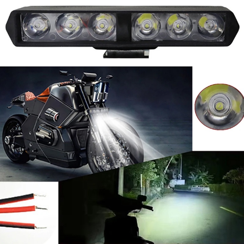 摩托車頭燈聚光燈 DRL Flash 6 LED 輔助高亮度燈電動車摩托車改裝燈泡