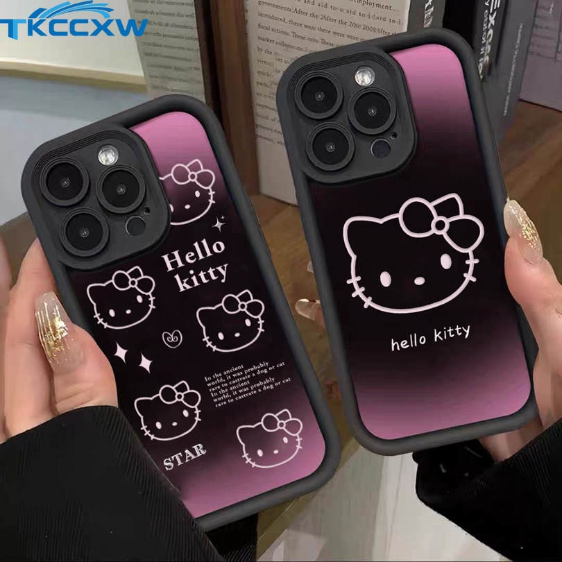 卡通 Hello kitty 軟天使眼保護套兼容 Redmi K70 Pro K70E 情侶可愛軟 TPU 啞光防震後蓋