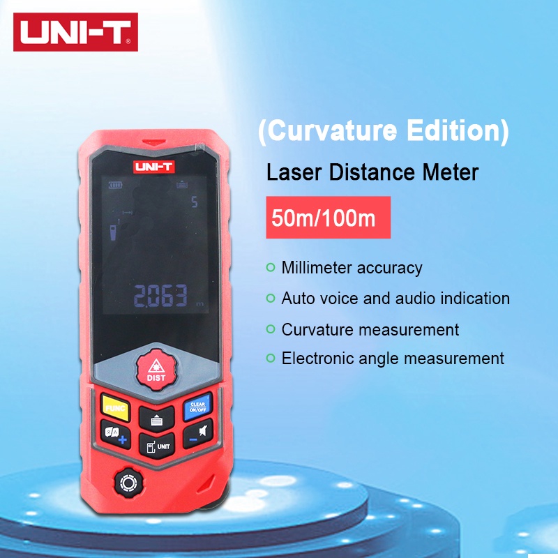 Uni-t UNIT LM50D/LM100D 手持式數字激光測距儀(曲率版)50M 100M Trena 激光測距儀捲