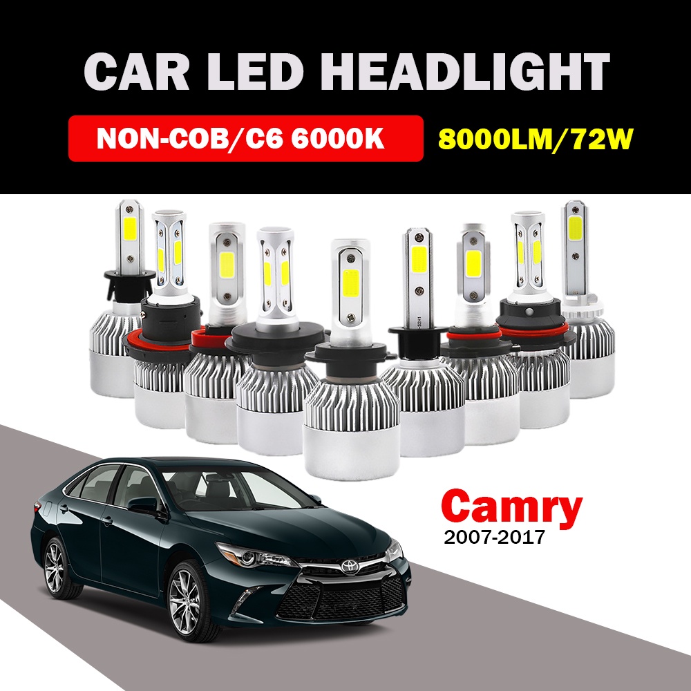 CAMRY [2PCS] 適用於豐田凱美瑞 2007-2017 LED 汽車大燈近光燈燈泡 8000LM 72W COB
