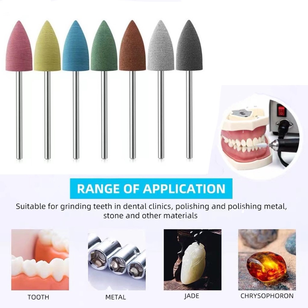 5 件裝牙科矽橡膠研磨 HP 10 * 20 毫米牙齒拋光研磨拋光機鑽頭