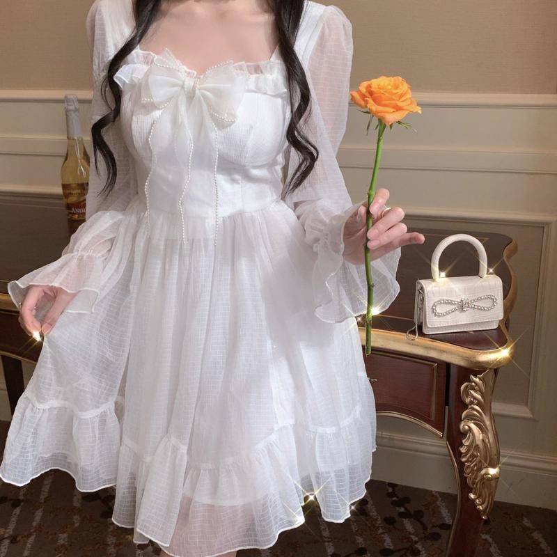 法式洋裝 洋裝 長裙 連身裙 禮服 禮服洋裝 裙子 白色洋裝 小禮服 洋裝 連身洋裝 長裙洋裝 白色禮服 顯瘦洋裝 收腰