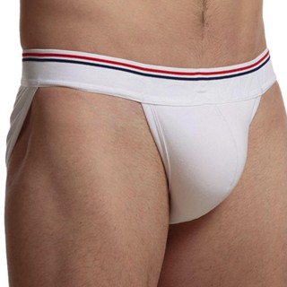 JOCKMAIL 男士性感坦加內褲柔軟棉質拼接內褲防滑舒適內衣白色黑色