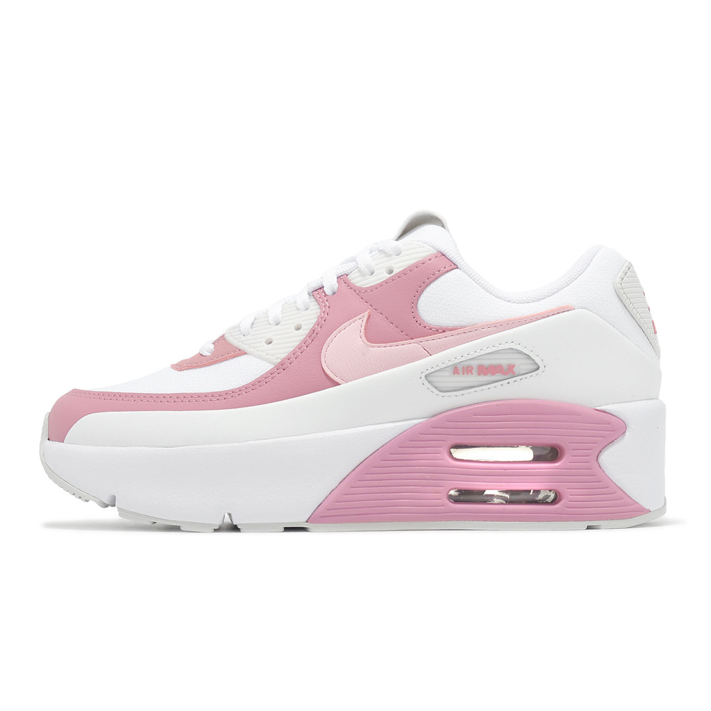 Nike 休閒鞋 Air Max 90 LV8 女鞋 白 粉紅 雙層氣墊 厚底增高 [ACS] FD4328-110