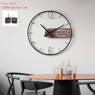 實木客廳簡約家居北歐熱款鐘錶復古掛鐘鐵藝創意 裝飾 壁掛