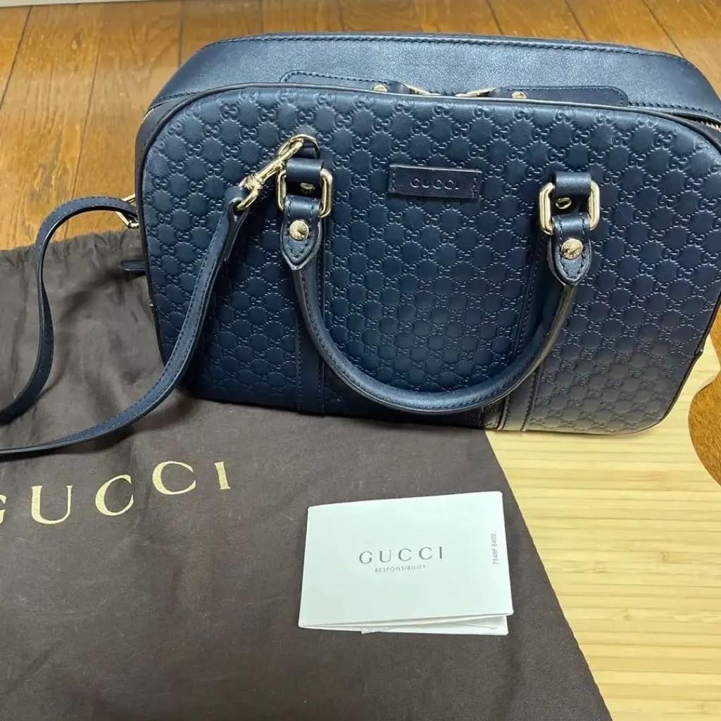 GUCCI 古馳 波士頓包 海軍藍 2way mercari 日本直送 二手