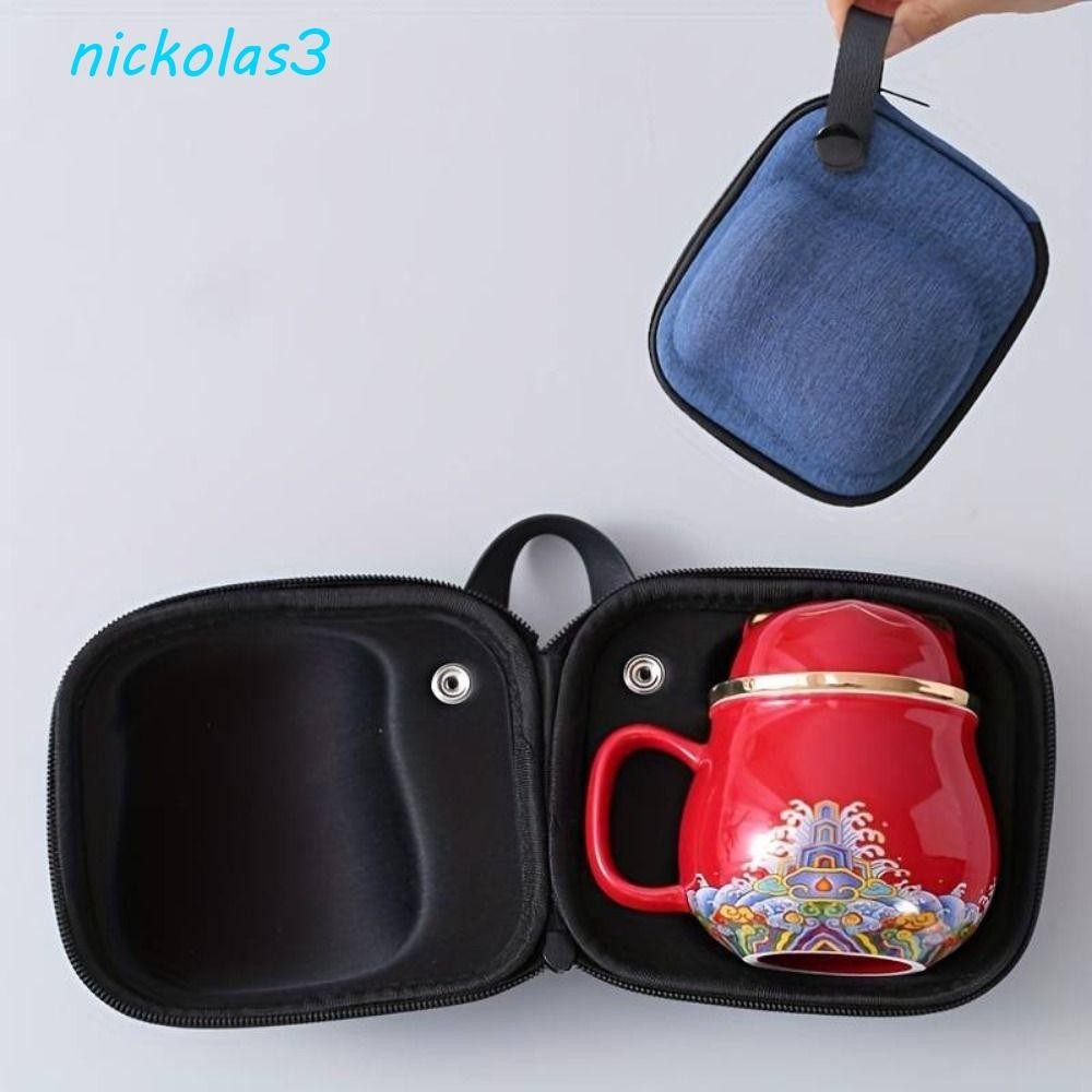 NICKOLAS貓陶瓷茶杯,330毫升中國風招財貓茶壺,馬克杯帶儲物箱帶過濾器分離式茶杯咖啡
