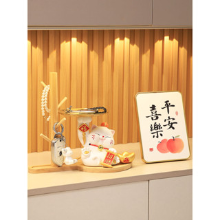 Mona家居招財貓入戶進門玄關鑰匙收納擺件客廳家居新房進宅大吉鞋櫃裝飾品H01