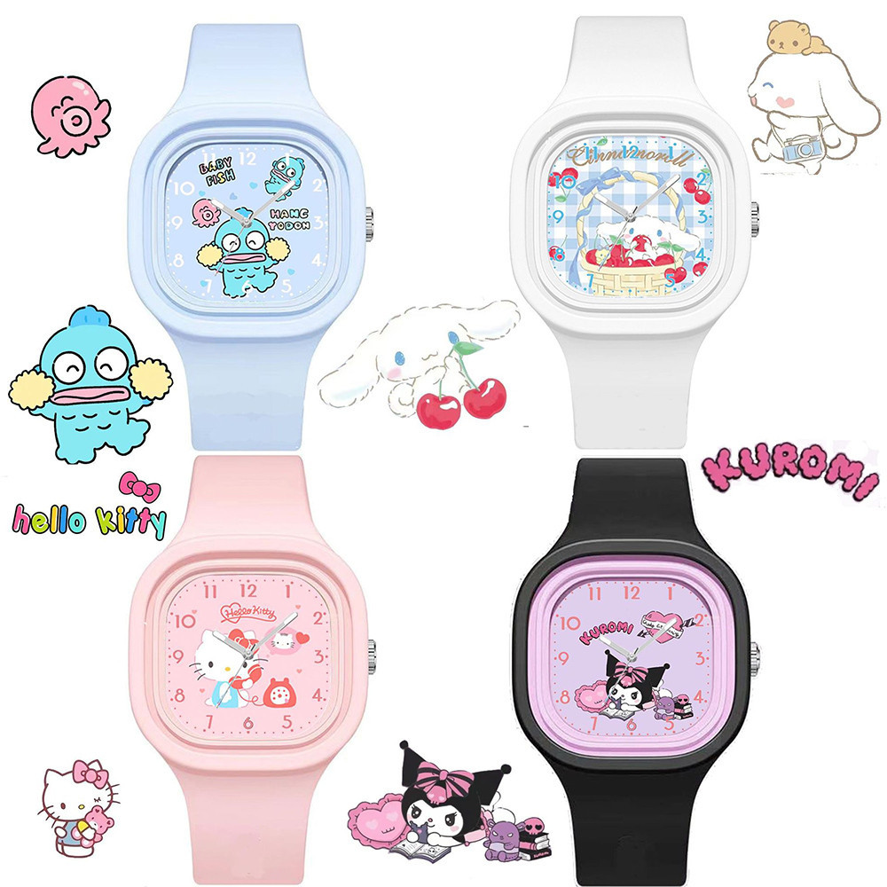 卡通三麗鷗手錶 Kurrme Cinnamoroll 美人魚 Hanton Hello Kitty 矽膠方形手錶