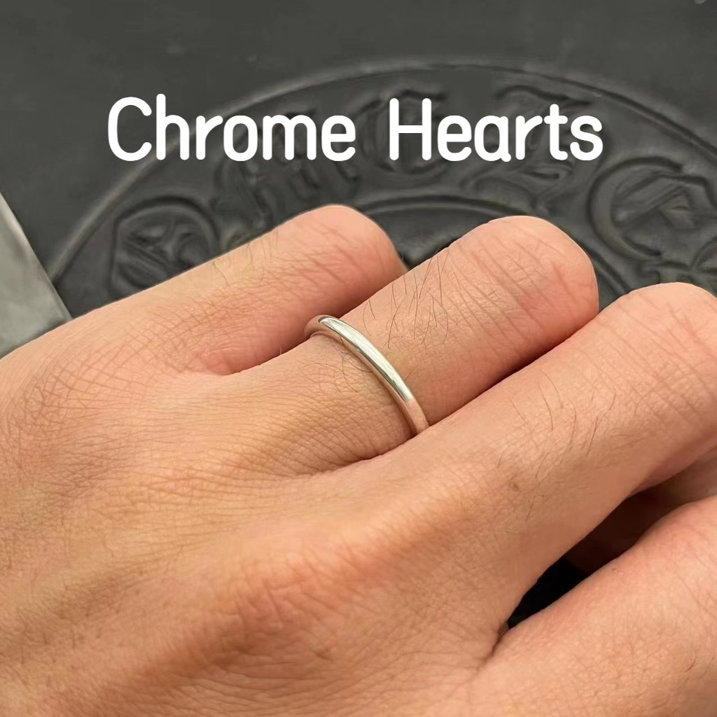Chrome Hearts 克羅心 925純銀戒指 細戒指素戒尾戒 食指男女復古純銀做舊嘻哈古家戒指CJ023