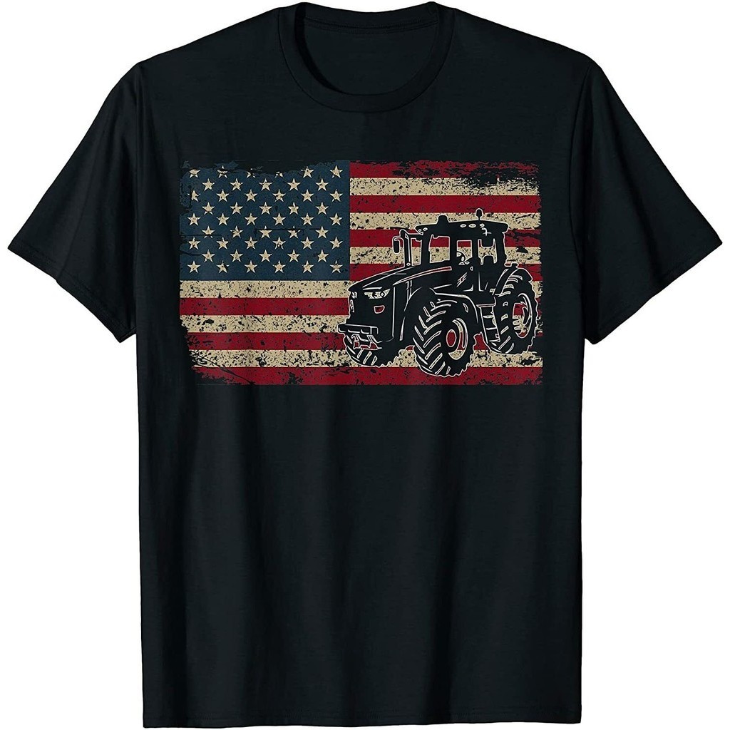 農用拖拉機美國國旗愛國農業禮物 T 恤